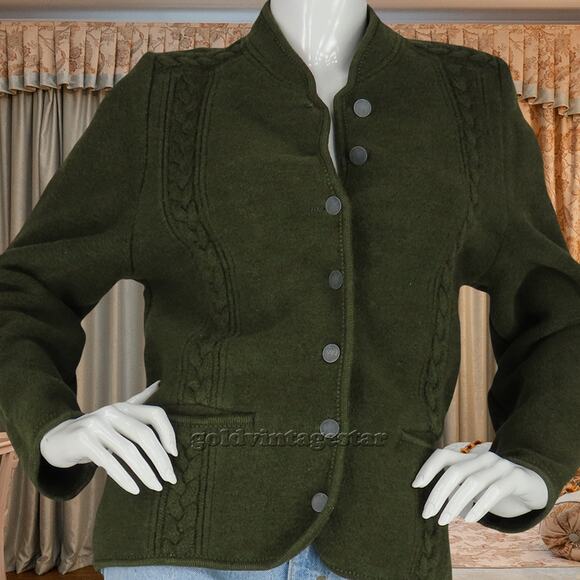 Giesswein Tirol Green Wool Cardigan S: Vintage Geo Chic